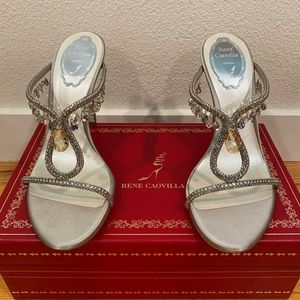 Rene Caovilla Crystal Embellished Slides. Size 37.5 EU (7 US). New in box!